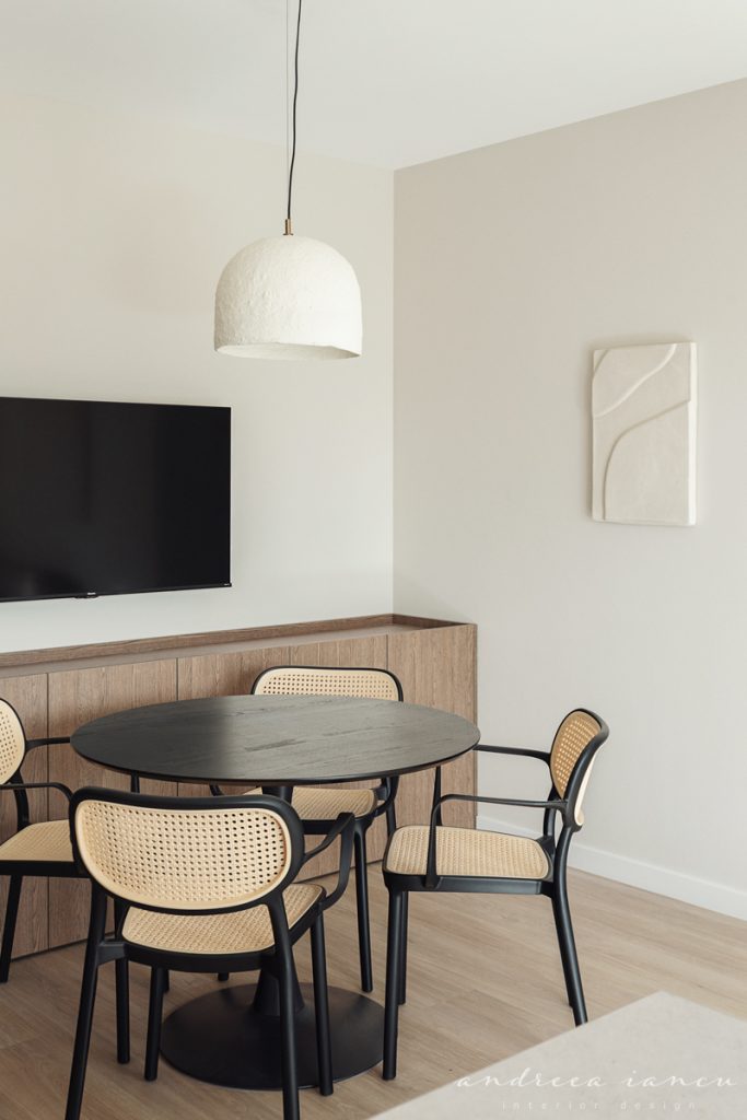 Dining area view of small apartment interior design.