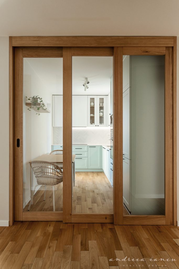 Summer seaside apartment, kitchen view.